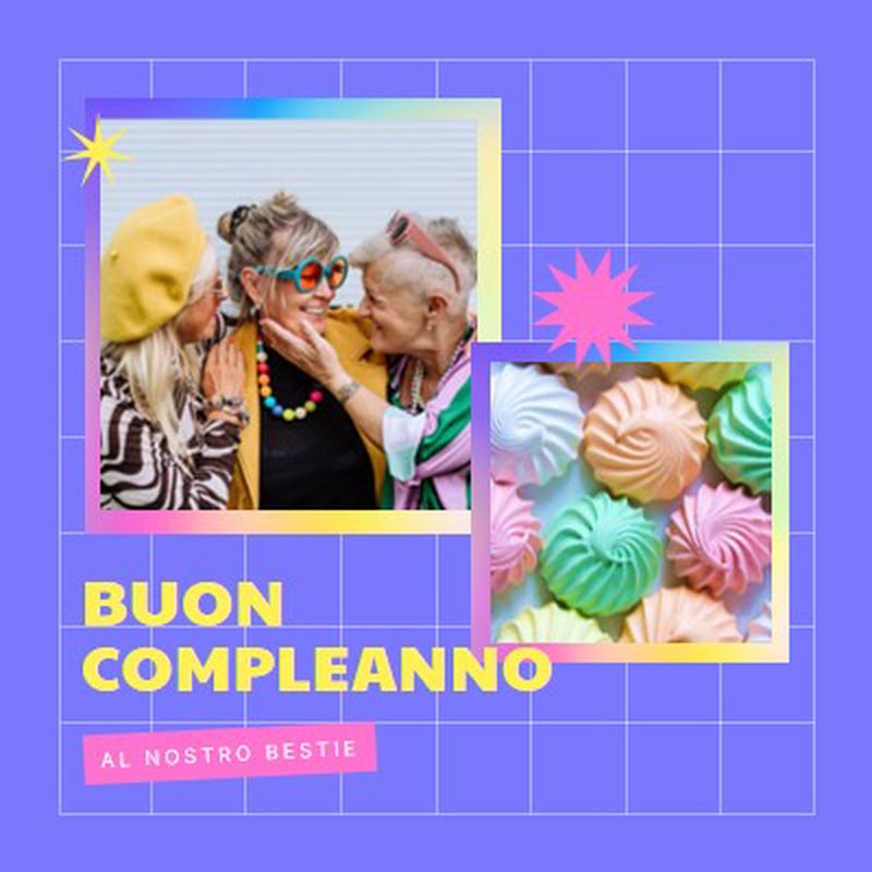 Buon compleanno, bestie purple bold,bright,geometric