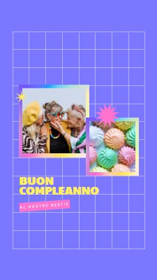 Buon compleanno, bestie purple bold,bright,geometric