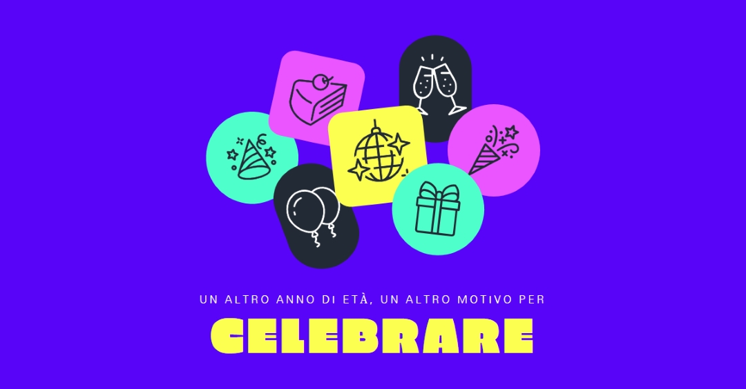 Ecco un altro compleanno! blue bold,bright,geometric