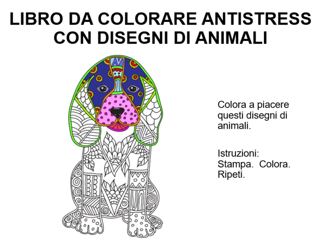 Libro da colorare antistress con disegni di animali organic boho