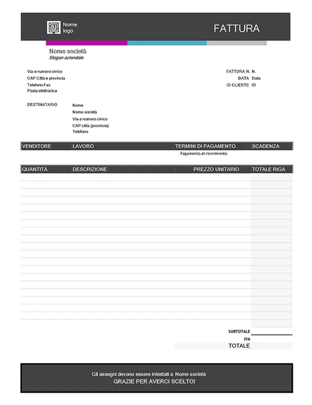 Fattura per servizi (Sfumatura di blu) modern-simple