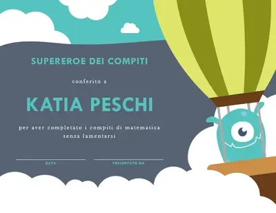 Certificato di completamento per bambini