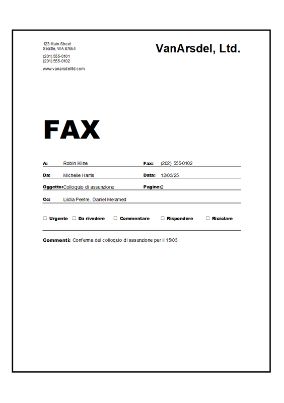 Copertina fax white modern simple