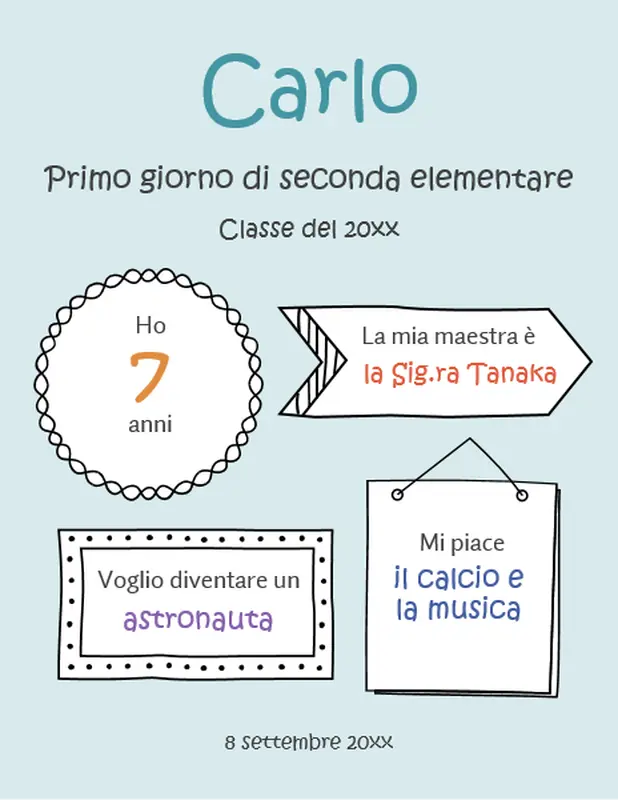 Cartelli per il ritorno a scuola whimsical line