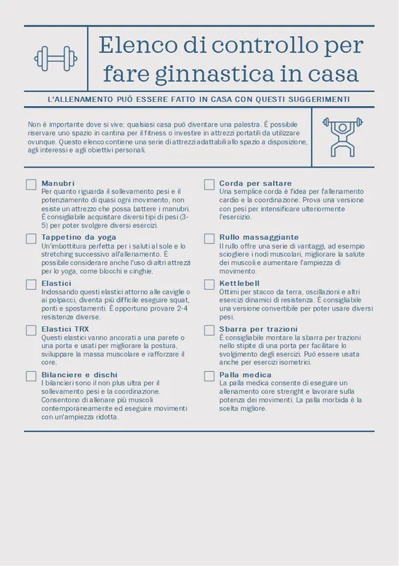 Elenco di controllo per fare ginnastica in casa modern-simple