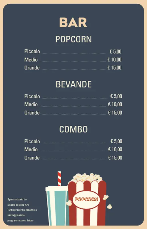 Poster del bar per una serata cinema modern-simple