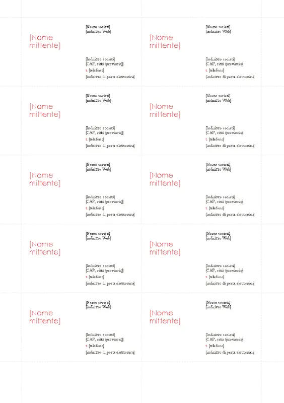Biglietti da visita (schema Rosso, 10 per pagina) modern bold