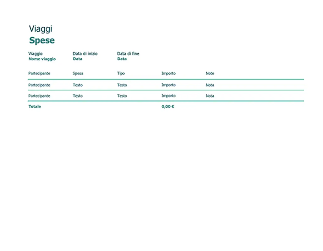 Registro spese di viaggio modern simple