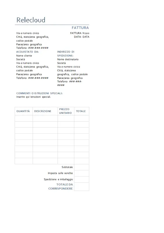 Fattura di base con IVA modern simple