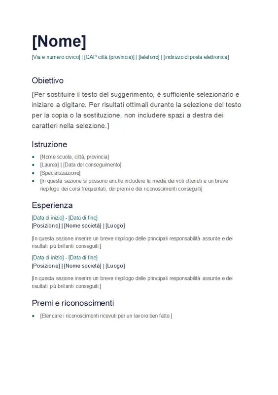 Curriculum semplice