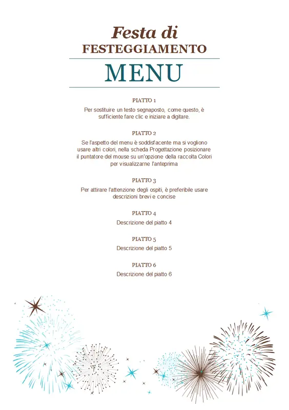 Menu per festa di Capodanno modern-simple