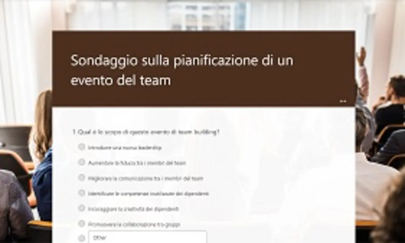 Sondaggio sulla pianificazione di un evento del team brown