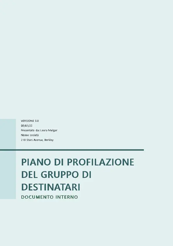 Piano di profilazione del gruppo di destinatari modern simple