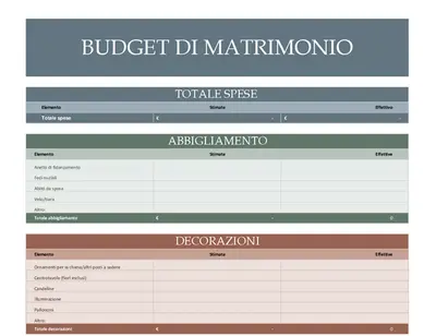 Pianificazione budget matrimonio modern simple