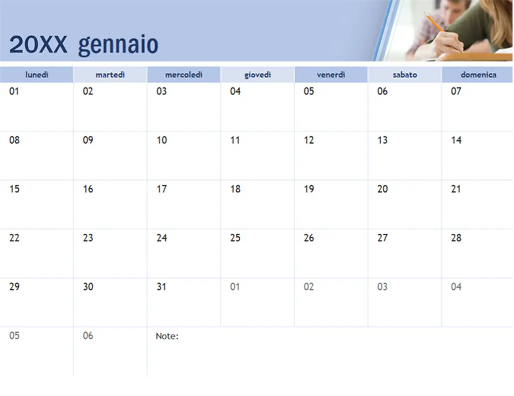 Calendario accademico con foto modern-simple