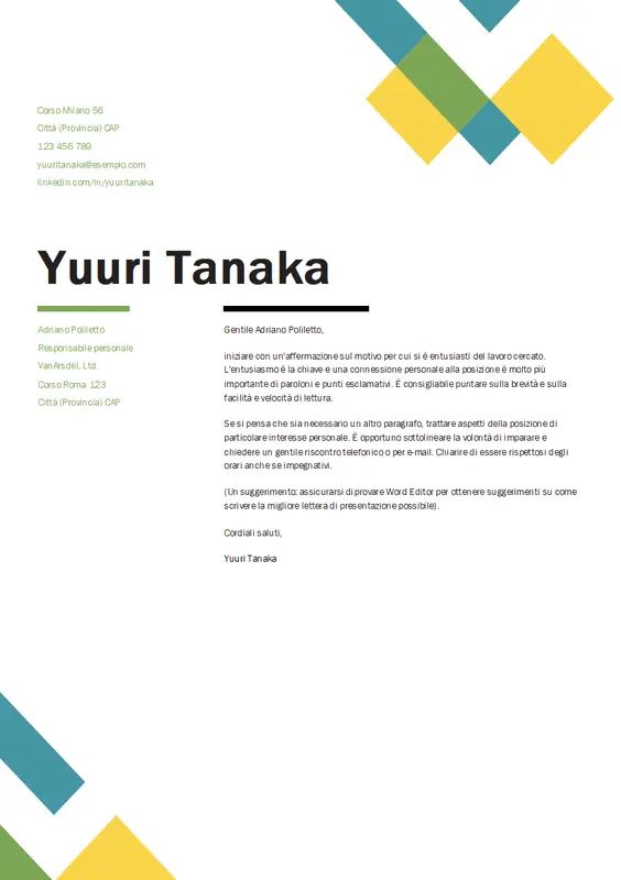 Lettera di presentazione in stile geometrico modern geometric