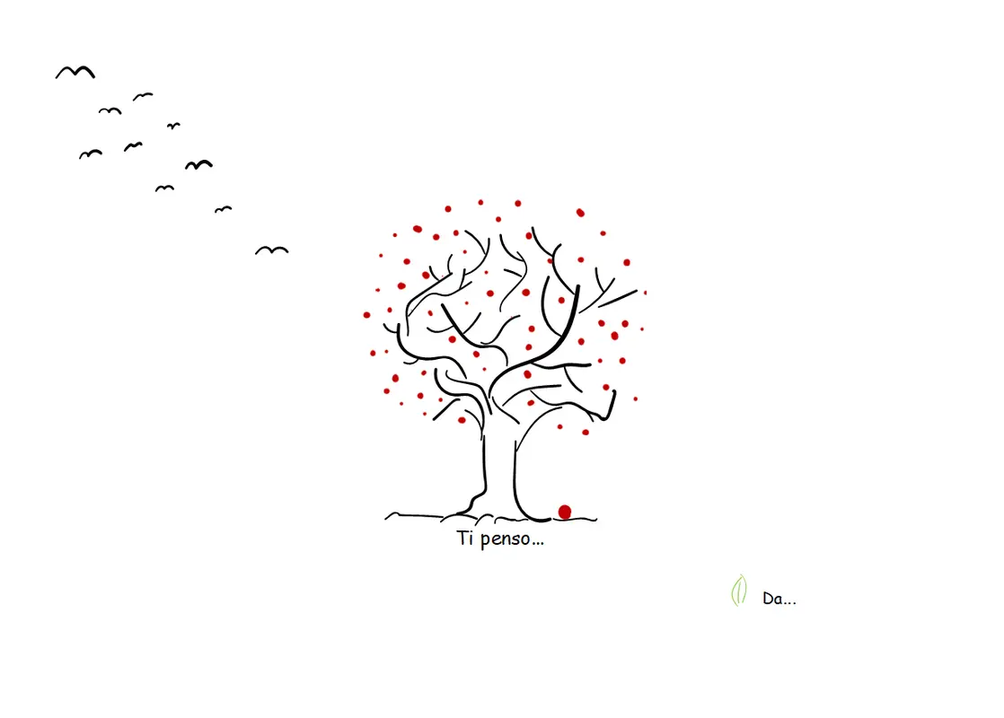 Biglietto di auguri con albero whimsical-line
