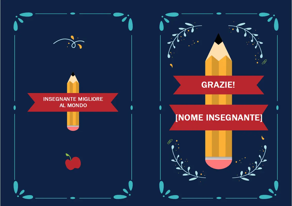 Biglietto di ringraziamento per gli insegnanti whimsical-line