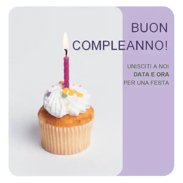 Volantino di invito di compleanno (con un cupcake) purple modern-simple