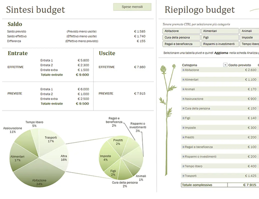 Budget familiare (mensile) modern simple