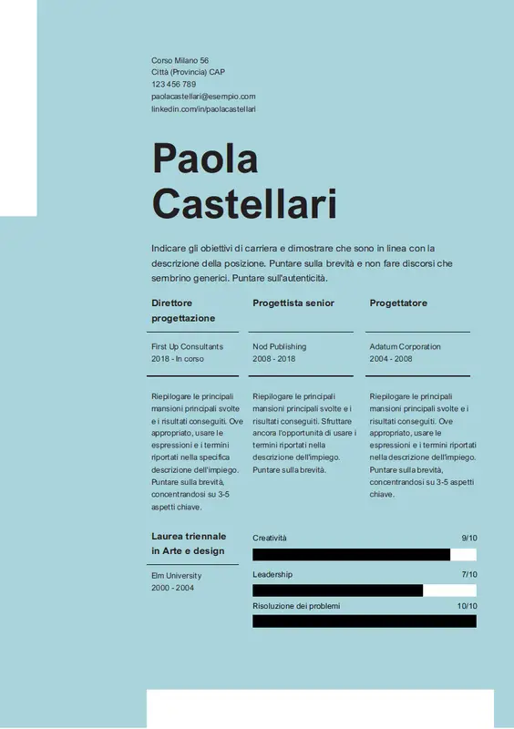 Curriculum elegante ed ordinato modern simple