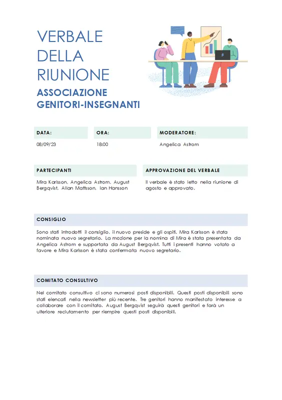 Verbali di riunioni didattiche modern simple