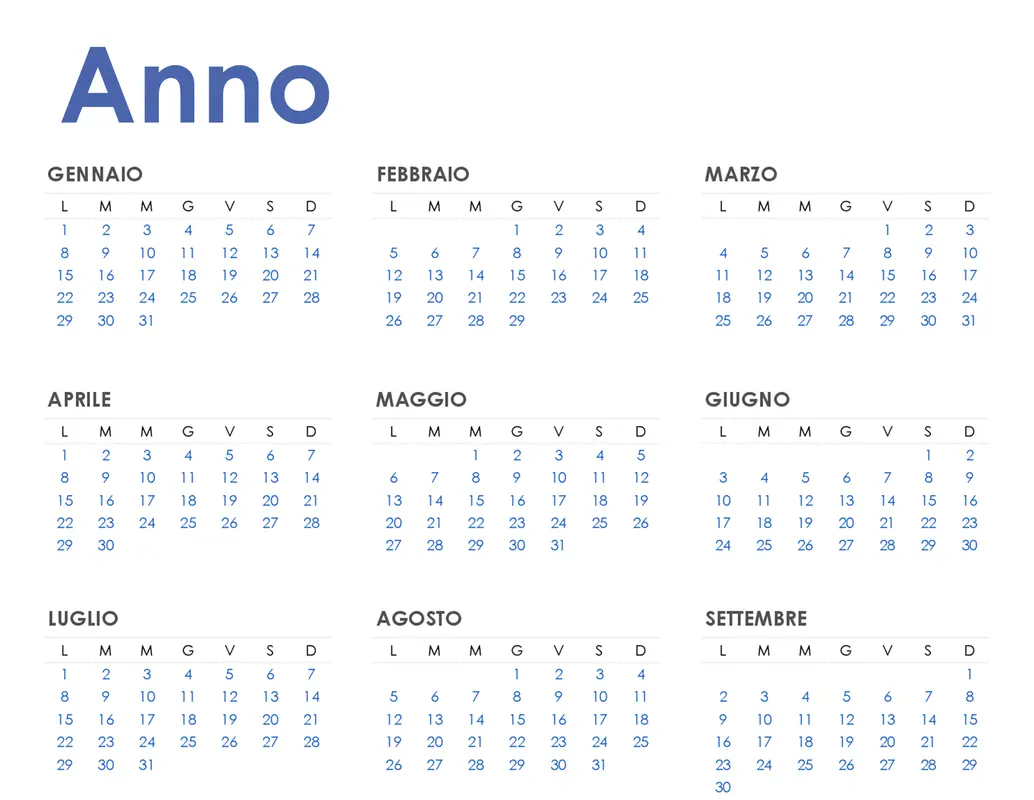 Calendario semplice modern simple
