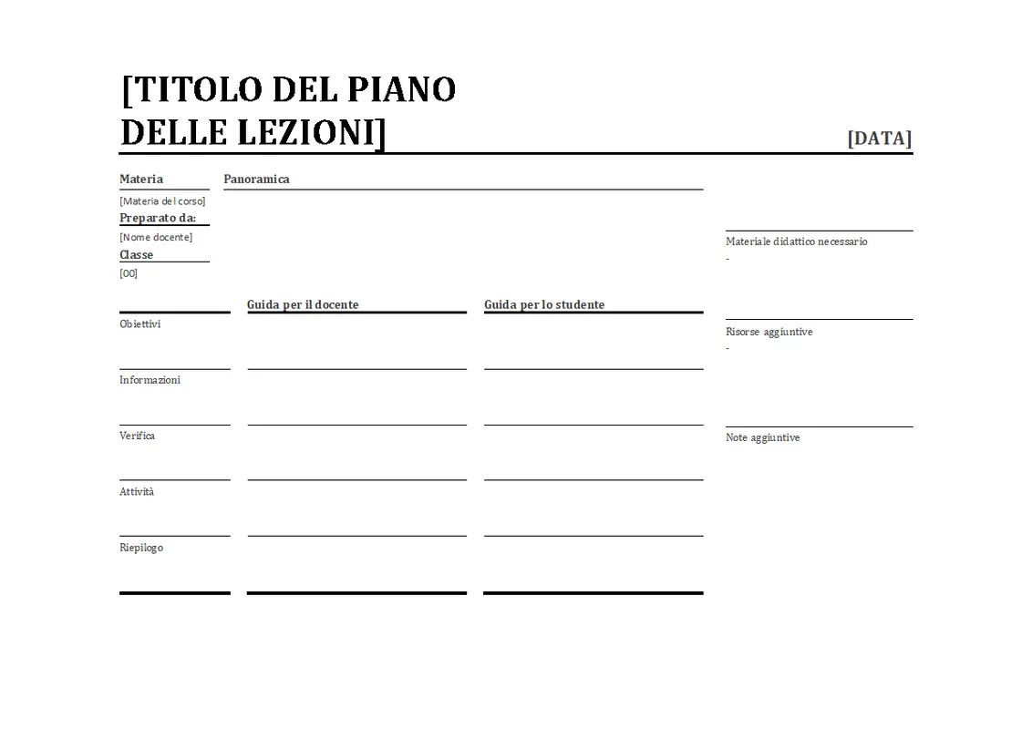 Pianificazione giornaliera delle lezioni modern simple