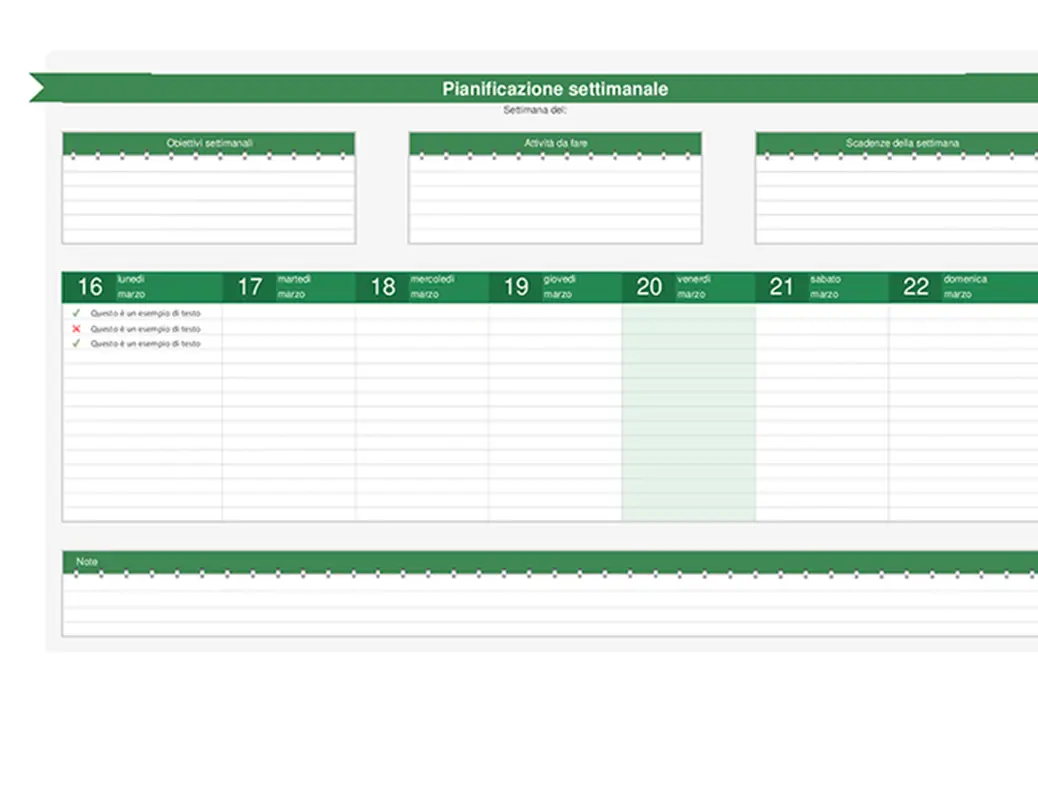 Agenda di pianificazione settimanale modern-simple