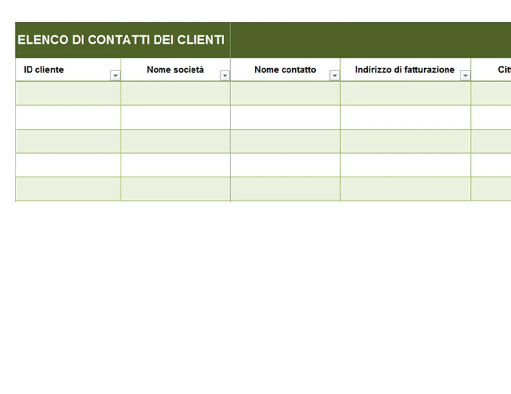 Elenco di contatti dei clienti di base green modern simple