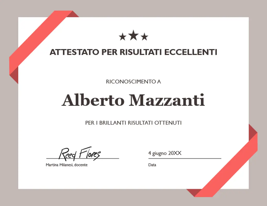 Attestato per risultati eccellenti modern simple