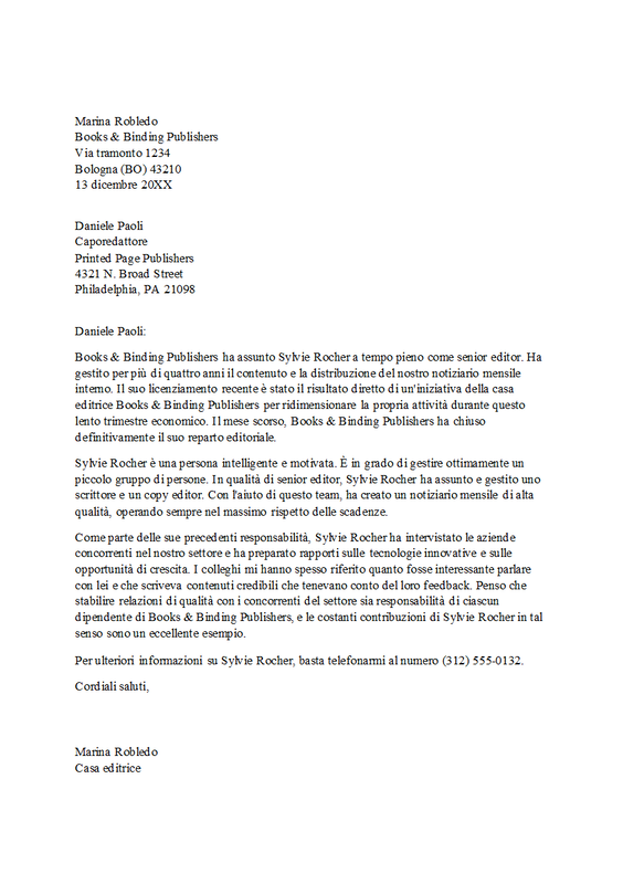 Lettera di referenze per dipendente professionista modern simple