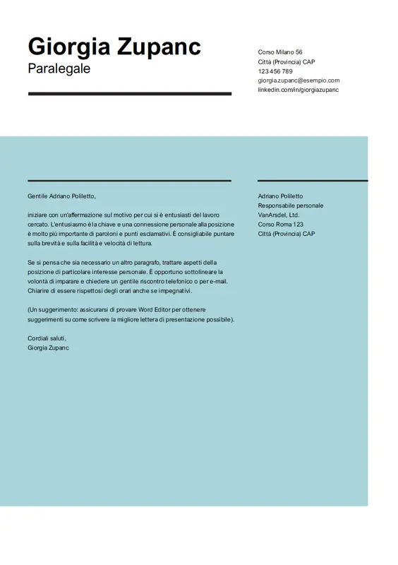 Lettera di presentazione efficace modern simple