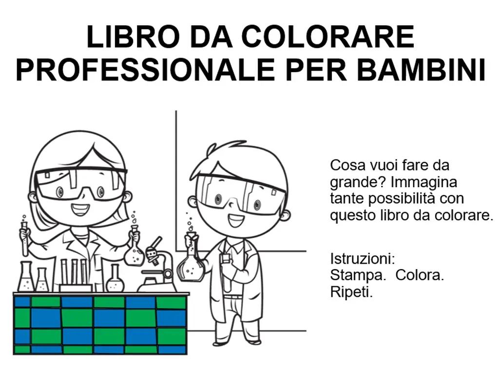 Libro da colorare dei mestieri per bambini whimsical color block