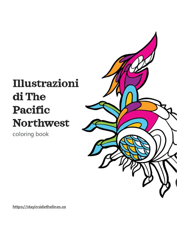 Illustrazioni da colorare di The Pacific Northwest coloring book whimsical line