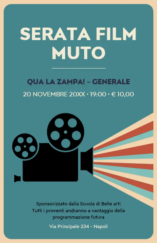 Poster per una serata cinema vintage retro