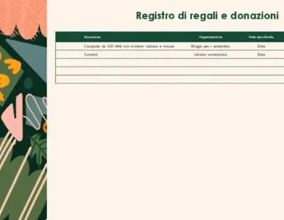 Registro dei regali e delle donazioni green organic boho