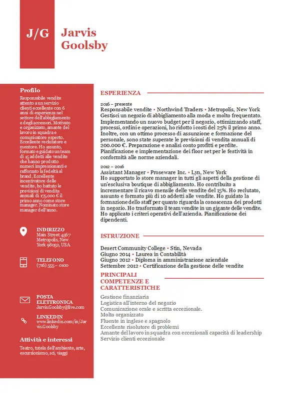 Curriculum per store manager modern simple