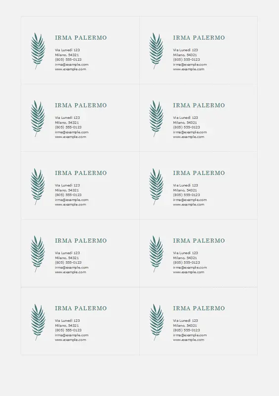 Biglietti da visita a tema botanico (10 per pagina) organic simple