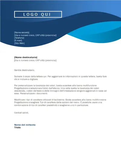 Carta intestata curva blu modern-simple