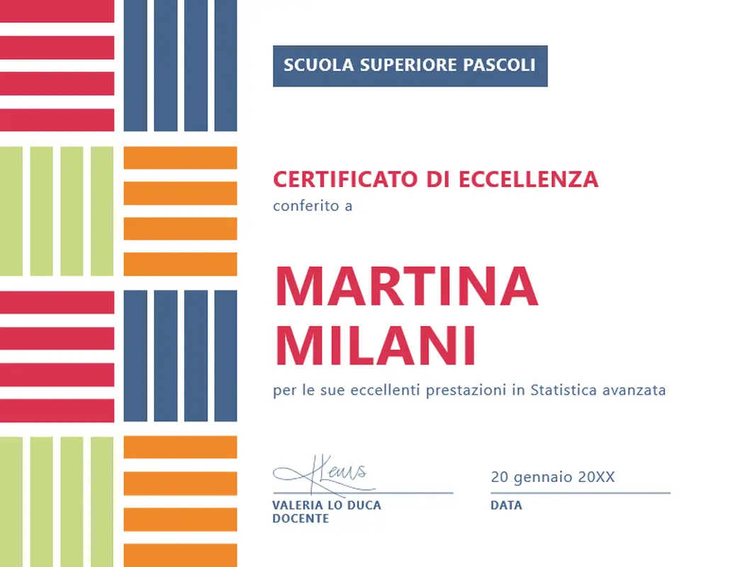Certificato di eccellenza per studenti color block modern-color-block