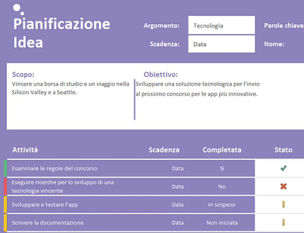 Pianificazione idea (attività) modern-simple