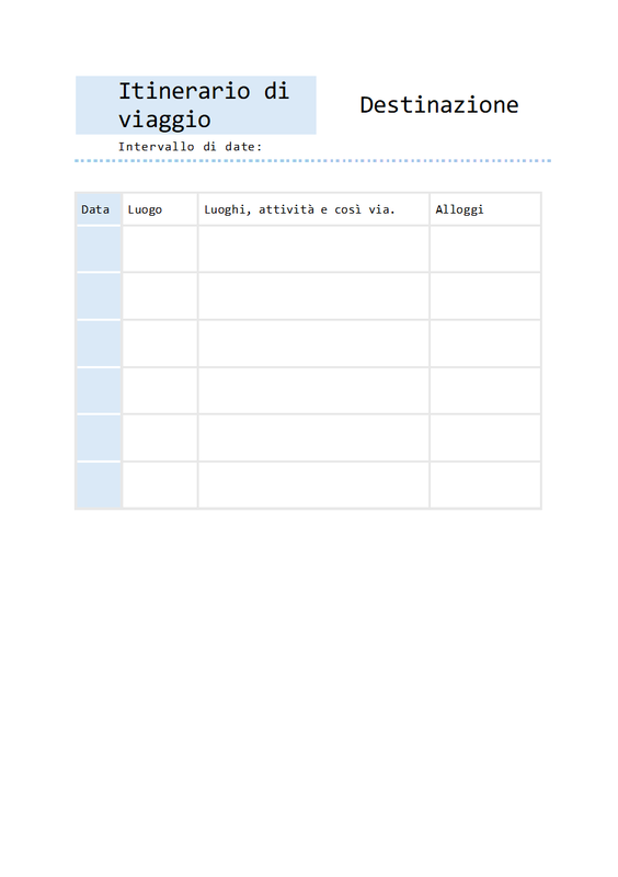 Itinerario di viaggio semplice blue modern simple