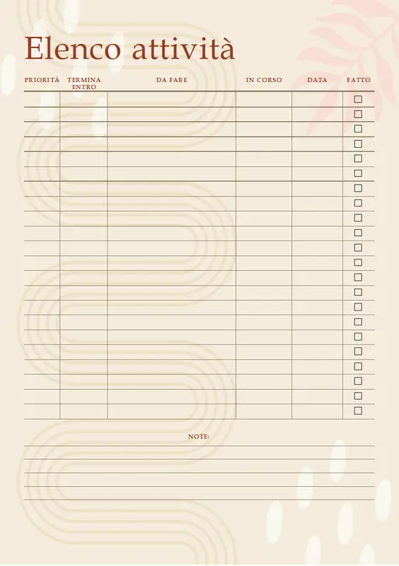 Elenco attività (documento) organic simple