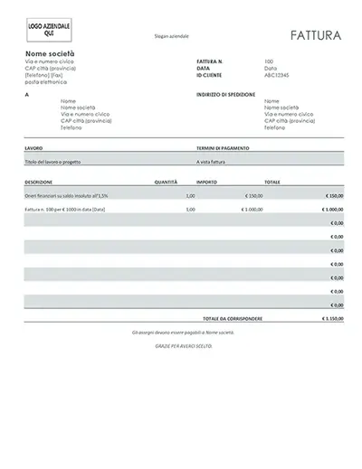 Fattura con oneri finanziari (grigio) modern simple