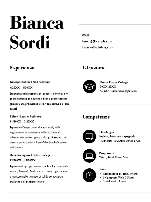 Curriculum semplice con perenni modern bold