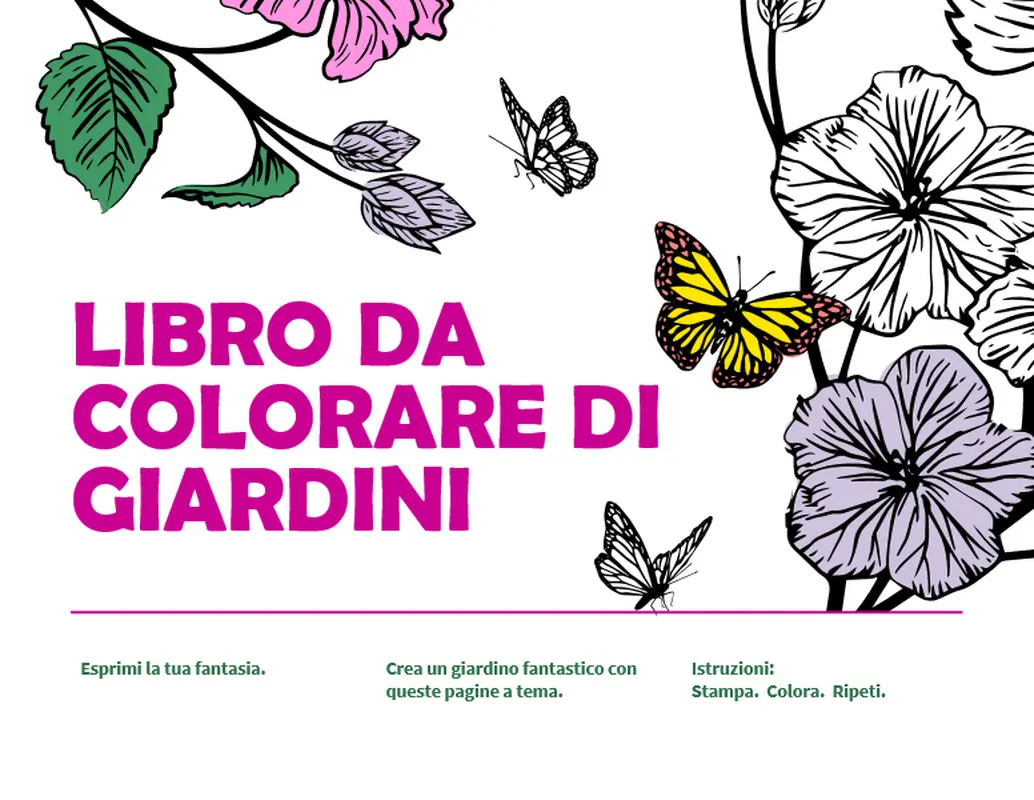 Libro da colorare a tema giardini organic boho