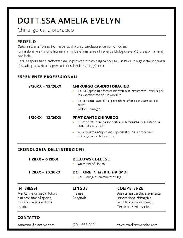 Curriculum per il settore sanitario