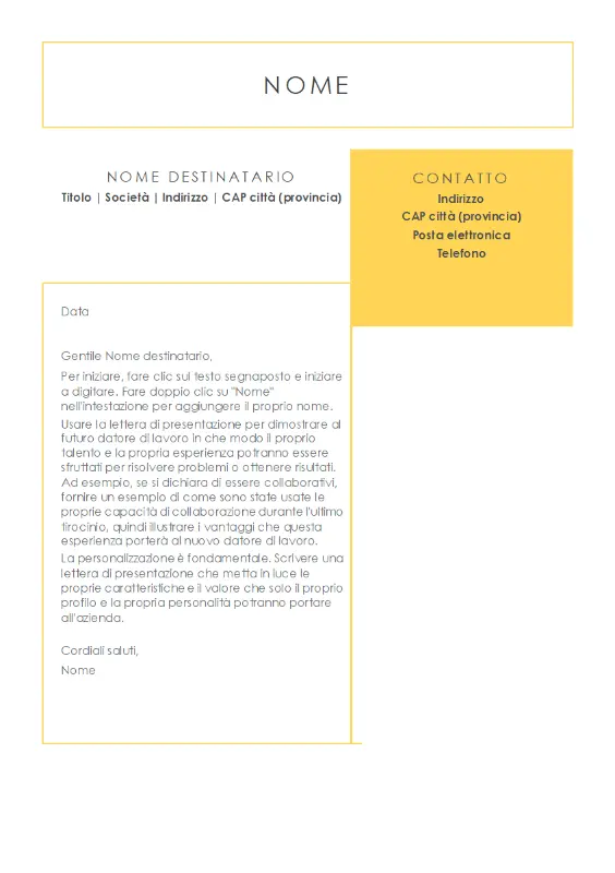 Lettera di presentazione concisa e immediata, progettata da MOO yellow modern-simple