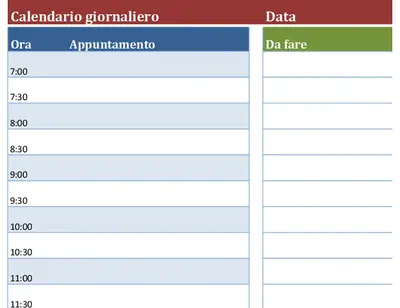 Calendario giornaliero vuoto